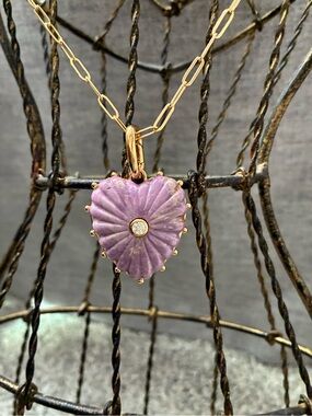 Malene Purple Mica Clip Charm with Finn Paperclip Necklace |18"